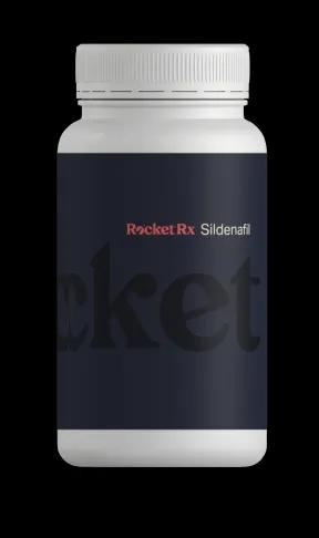 A bottle of Sildenafil with RocketRX branding