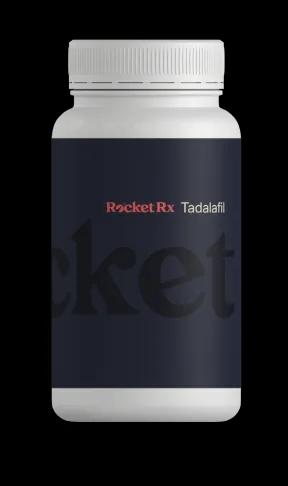 A bottle of Tadalafil with RocketRX branding